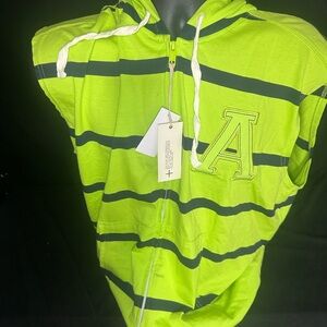 Green and Black Striped Hoodie Vest-PJ Mark size 2X-#352-NWT